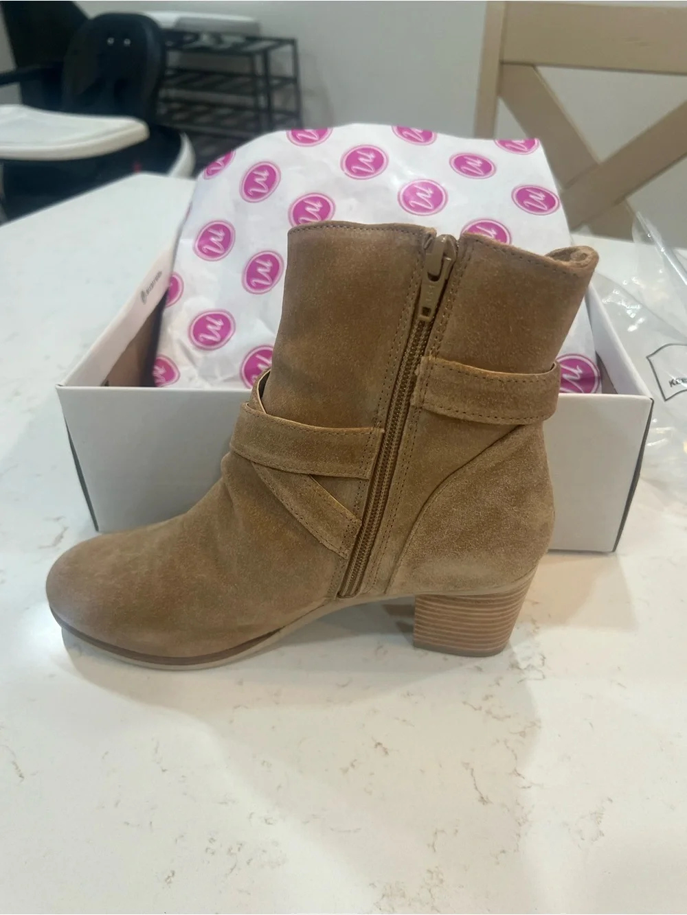 Matisse Tan Suede Wrap Strap Buckle Ankle Boot
